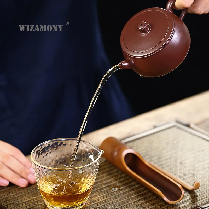 Глиняный Чайник WIZAMONY Yixing мастера ручной работы сырая руда фиолетовая и красная
