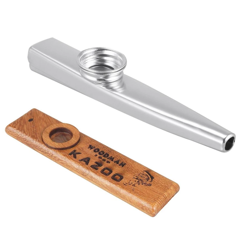 1 Набор деревянных kazoo s, изысканный инструмент, легко и веселиться для детей и людей, Hum Song& 1 шт. Серебряный kazoo алюминиевый сплав