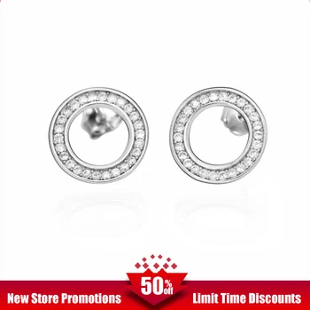 

Tredny 100% 925 Sterling Silver Earrings Round silver inlaid brick Earrings Sterling Silver Jewelry Birthday Women Gift Fashion