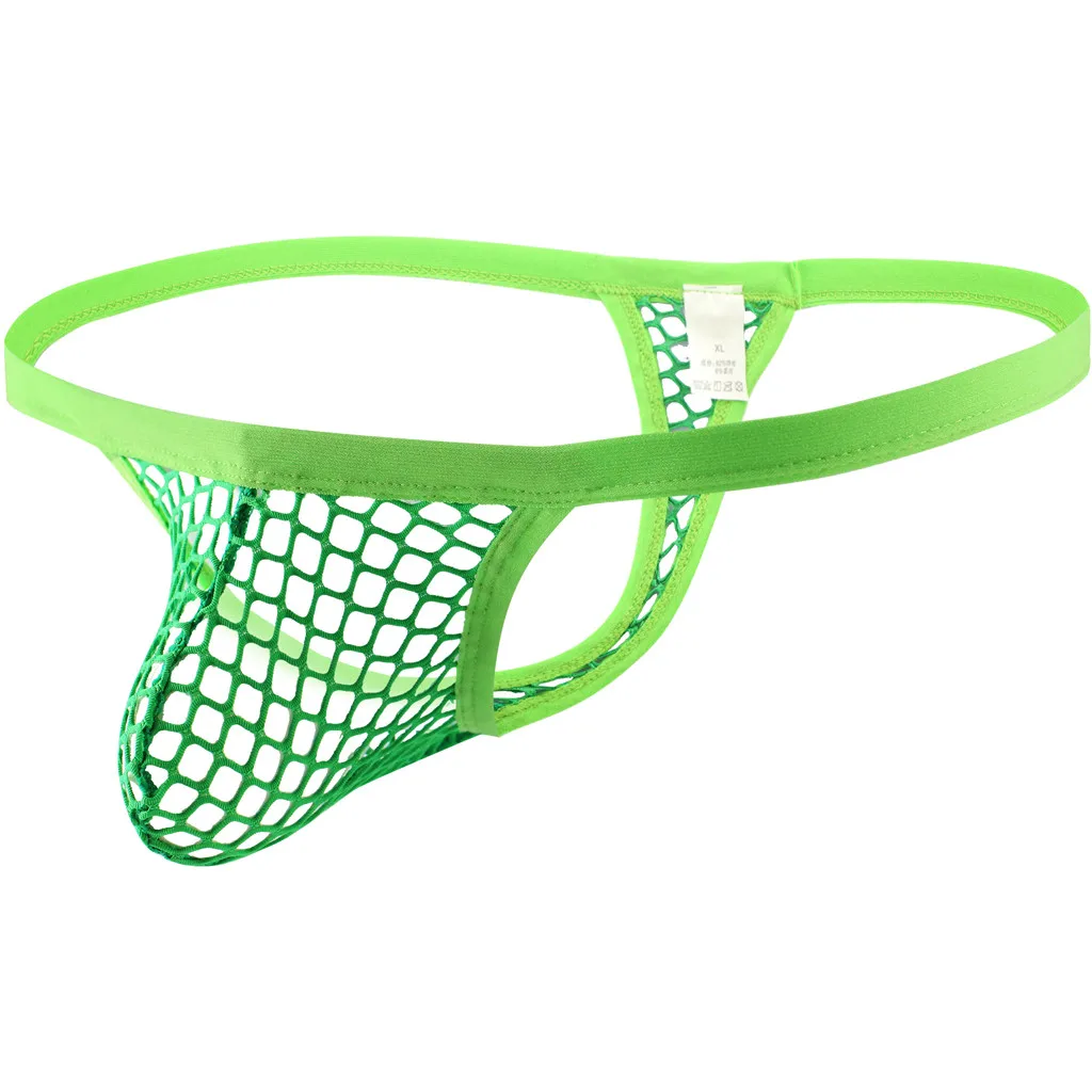 Male Underwear Men Hollow Out Panties Low-Waist Mesh Thong Sexy Underwear
