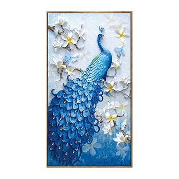 

5D Full Round Diamond Peacock Embroidery Kit Peacock Pattern Diamond Painting Mosaic Bead Rhinestone Peacock Picture