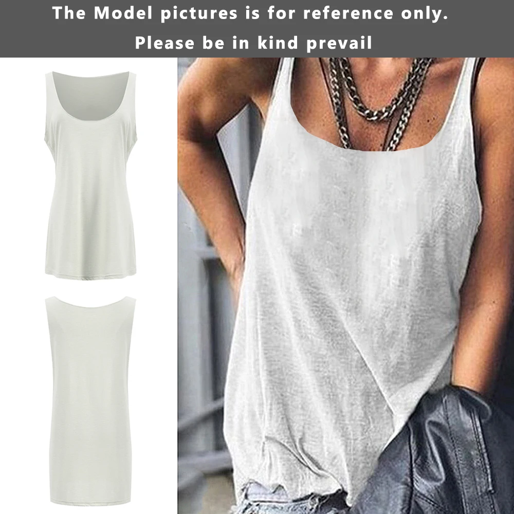 Women Plus-Size Tank Top Solid Color Scoop Neck Sleeveless Vest Classic Basic Tunic Female Summer Loose Seamless Streetwear | Женская