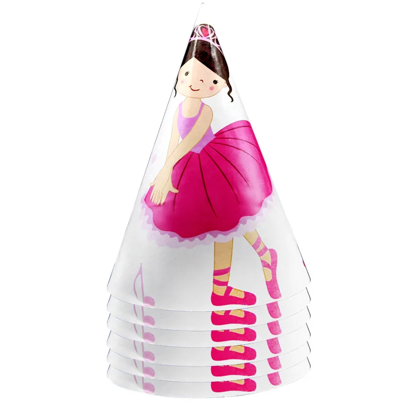 6pcs hat Танцевальный балетный одноразовый набор посуды для девочек Han Baby Shower пол ребенка раскрывает день рождения принадлежности для украшения праздника - Цвет: 6pcs hat