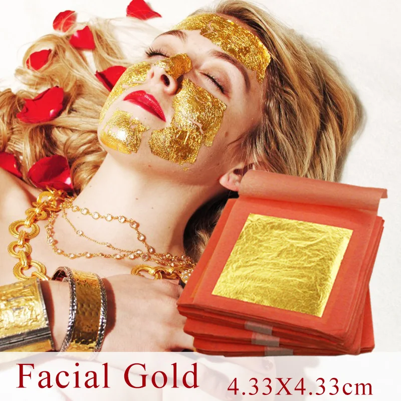 Золотая маска для лица 24 К 100 шт. 4 33x4 33 см|foil gold|leaf goldleaf leaves |
