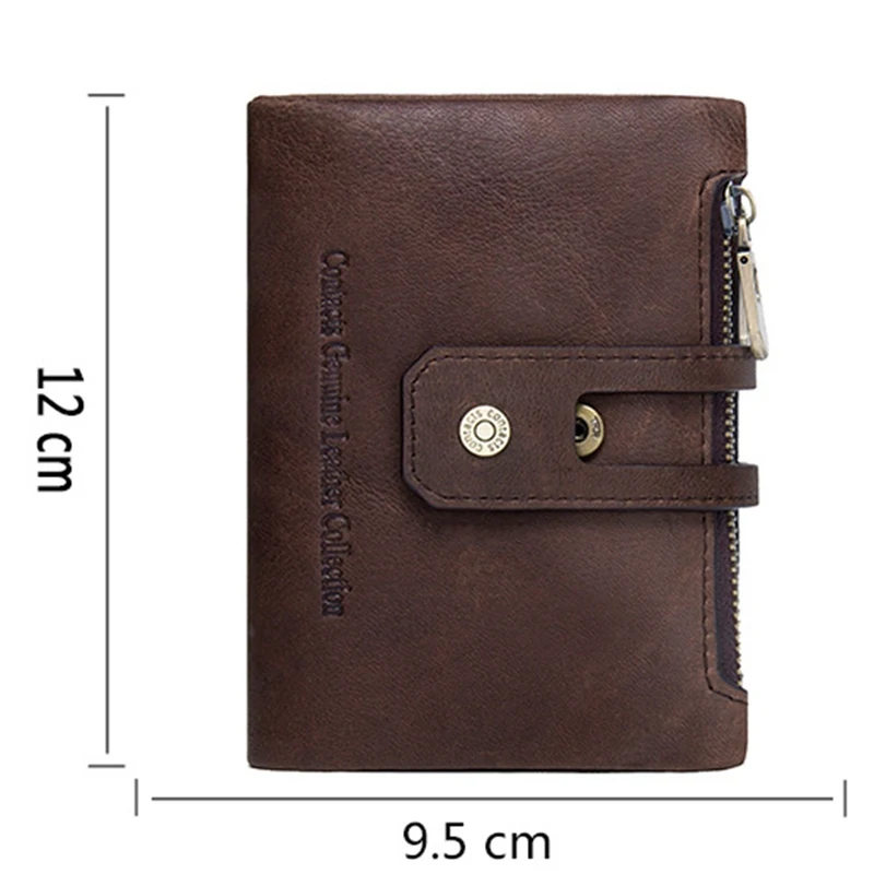 1 PC Vintage Men Genuine Leather Wallet Double Zipper First Layer Leather Wallet Coin Pocket Wallet Male Purse Wallet Dropship