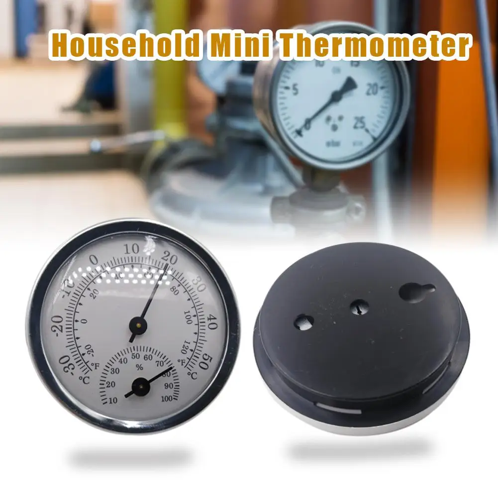 

Mini 57mm Thermometer & Hygrometer Alloy Aluminum Temperature Humidity Meter for Household Sauna Room