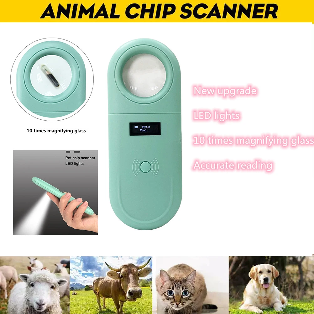 

Pet Microchip Scanner Dog Chip Scanner 134.2kHz ISO11784/5 FDX-B ID64 Pet Microchip Reader With LED And 10X Magnifier