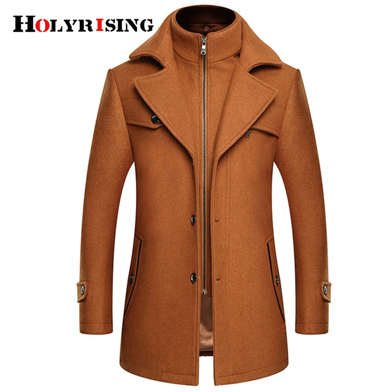 

Holyrising Men Abrigo Hombre Coat Turn Collar Para Hombre Wool Coat Zipper Soft Overcoat Warm Mens Coat M-4XL 18924-5