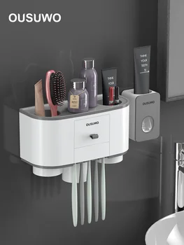 

Toothbrush Cup Toothbrush Rack Set Storage Rack Bathroom Suction Wall Toothbrush Holder Wall Hanging Wash Rack Toothbrush Tube