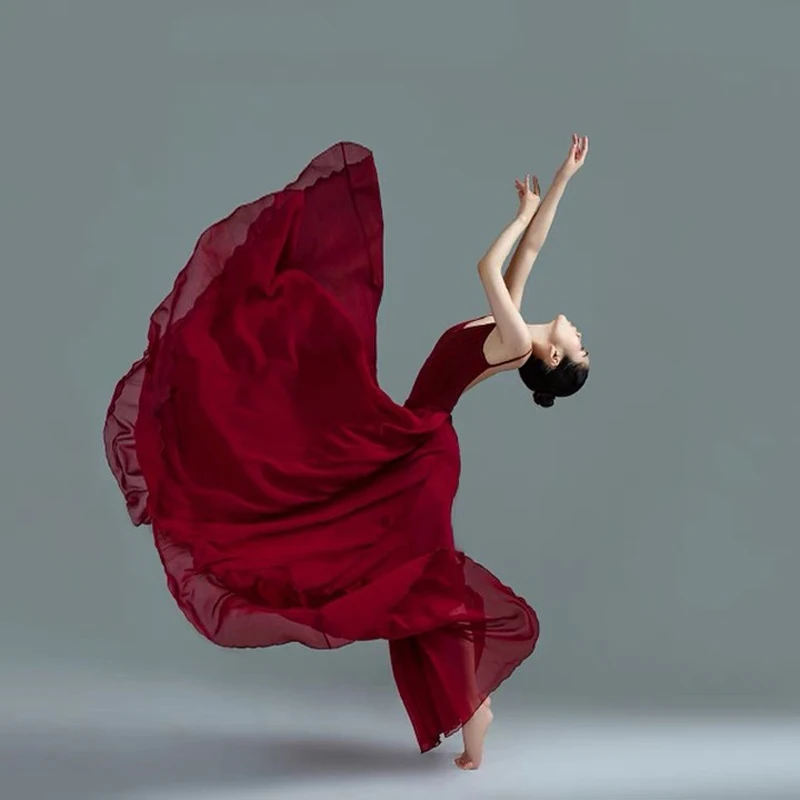 Flamenco Dance Dresses Chiffon Thin Elegant Loose Solid Color Oversized Skirts Stage Performance Clothing Soft Practice Dress women flamenco dresses