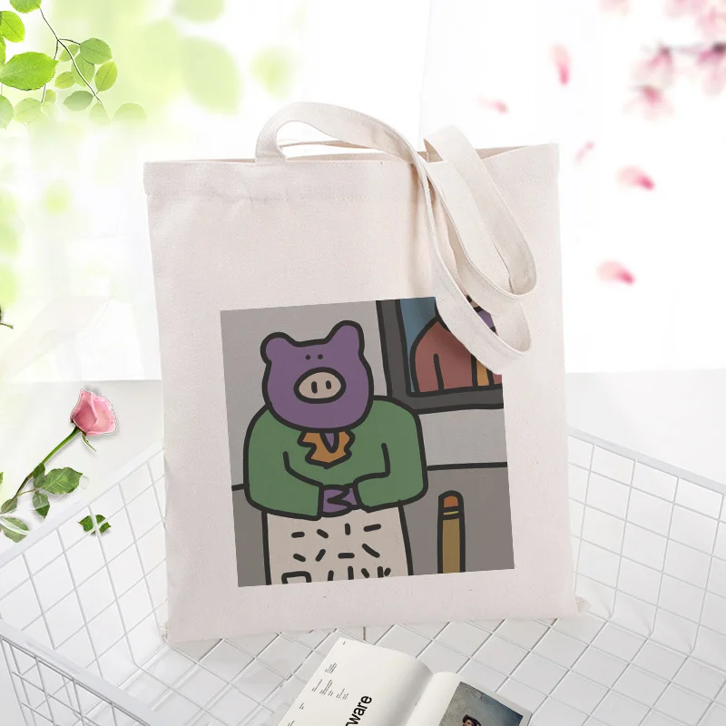 

Funny illustrations Canvas Handbag Tote Bag Shopping Bag Custom Print Logo Text DIY Daily Use Eco Ecologicas Reusable Recycle