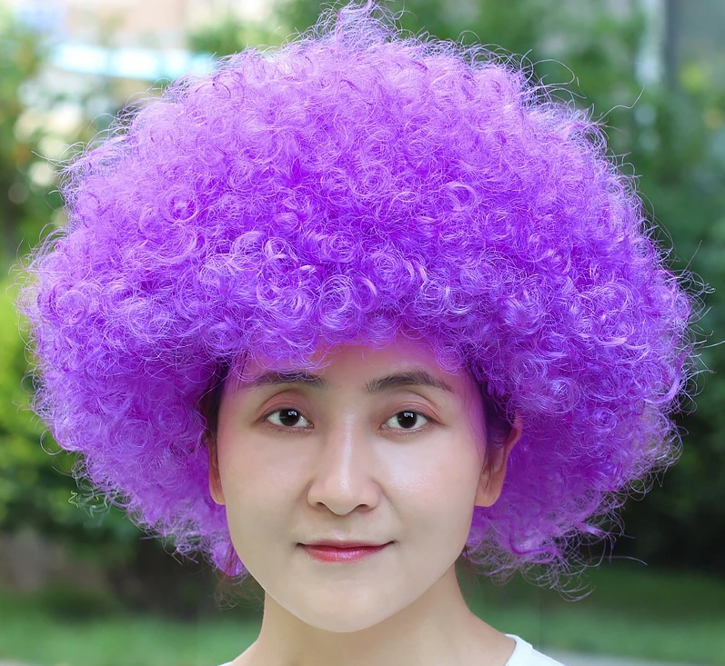 Colorful Clown Wigs Men Female New Handmade Masquerade Stage Performance Accessories High Quality Emulation Props Curly Hair - Цвет: purple