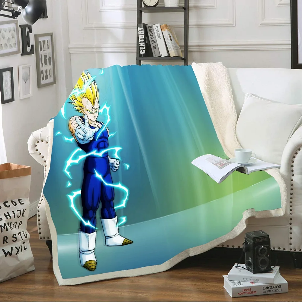 

1PCS Dragon Ball 3D Print Japanese Anime Character Sherpa Fleece Blanket for Kids Boys Cartoon Blanket Soft Coral Home Blanket