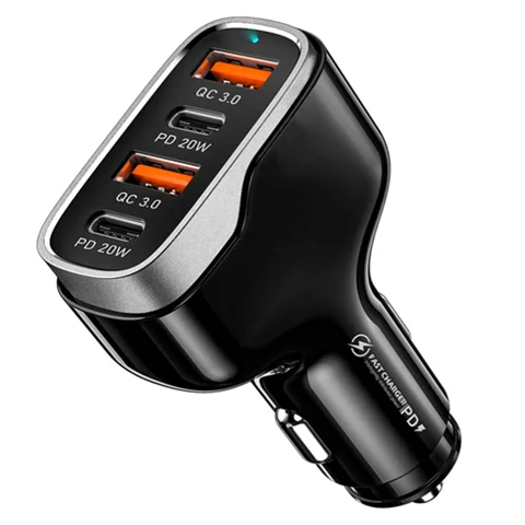 USB C Fast Car Charger 4 Ports Car Charger Adapter Dual Type C PD 20W for IPhone12 11 Pro Max Samsung Galaxy Note20 Android