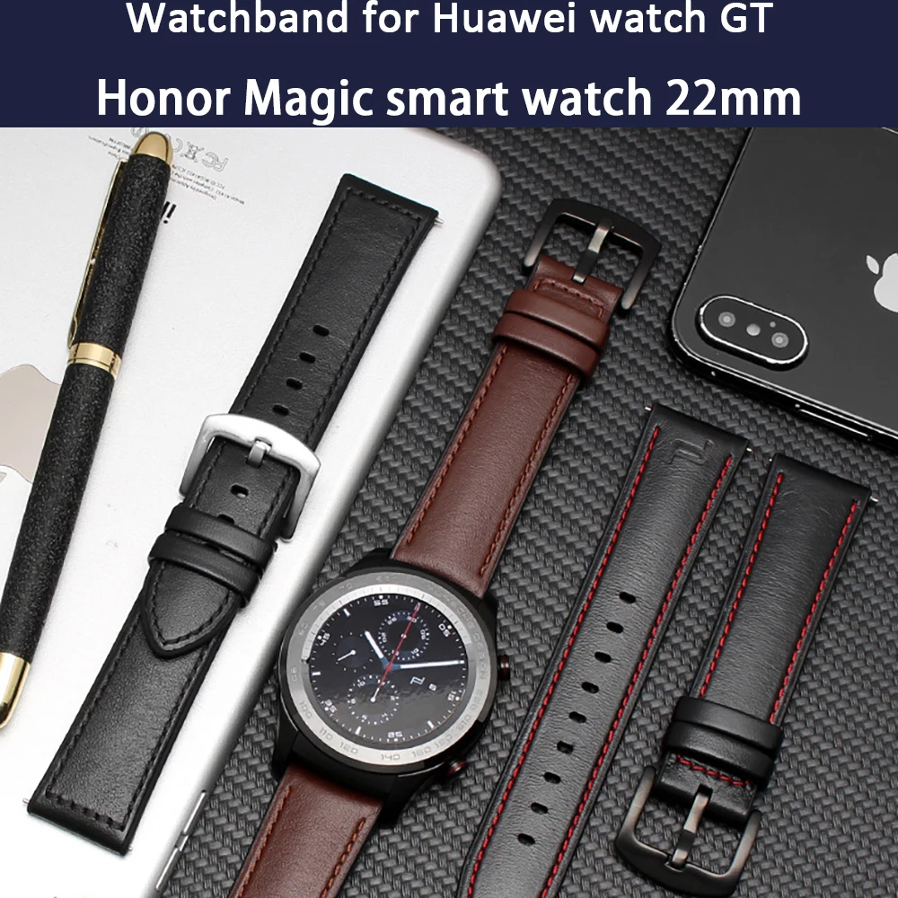 Ремешок для часов Huawei watch GT / 2pro 22 мм сменный кожаный браслет смарт Honor Magic