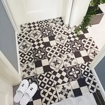 

Rectangular Door Mat Pvc Silk Ring Waterproof Entrance Door Mat Custom Rug Kitchen Bathroom Non-slip Carpet Floor Mat