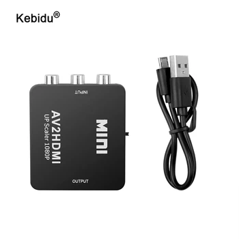 

kebidu 1080P Mini Composite VCBS to AV2HDMI Audio Converter RCA/AV to HDMI Male to Female Adapter Converter Switch Box 720P
