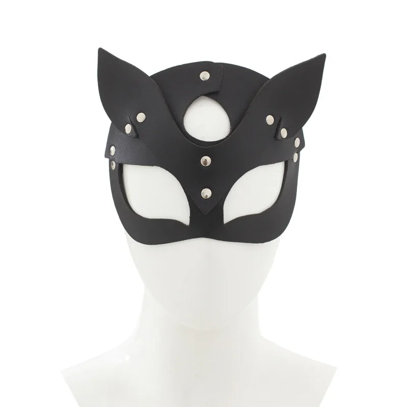 

2020 New Design Spring Hot Sale PU Leather Mask For Women Sexy Stylish Cat Steampunk Mask Female Party Gift Diamond Rivets ZK520