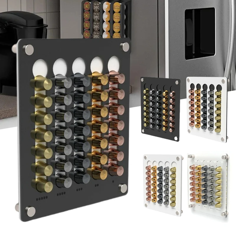 Coffee Capsule Storage Rack Wall-mounted Transparent Acrylic Coffee Utensils Nespresso Capsule Holder Can Hit 35pcs HOT - AliExpress