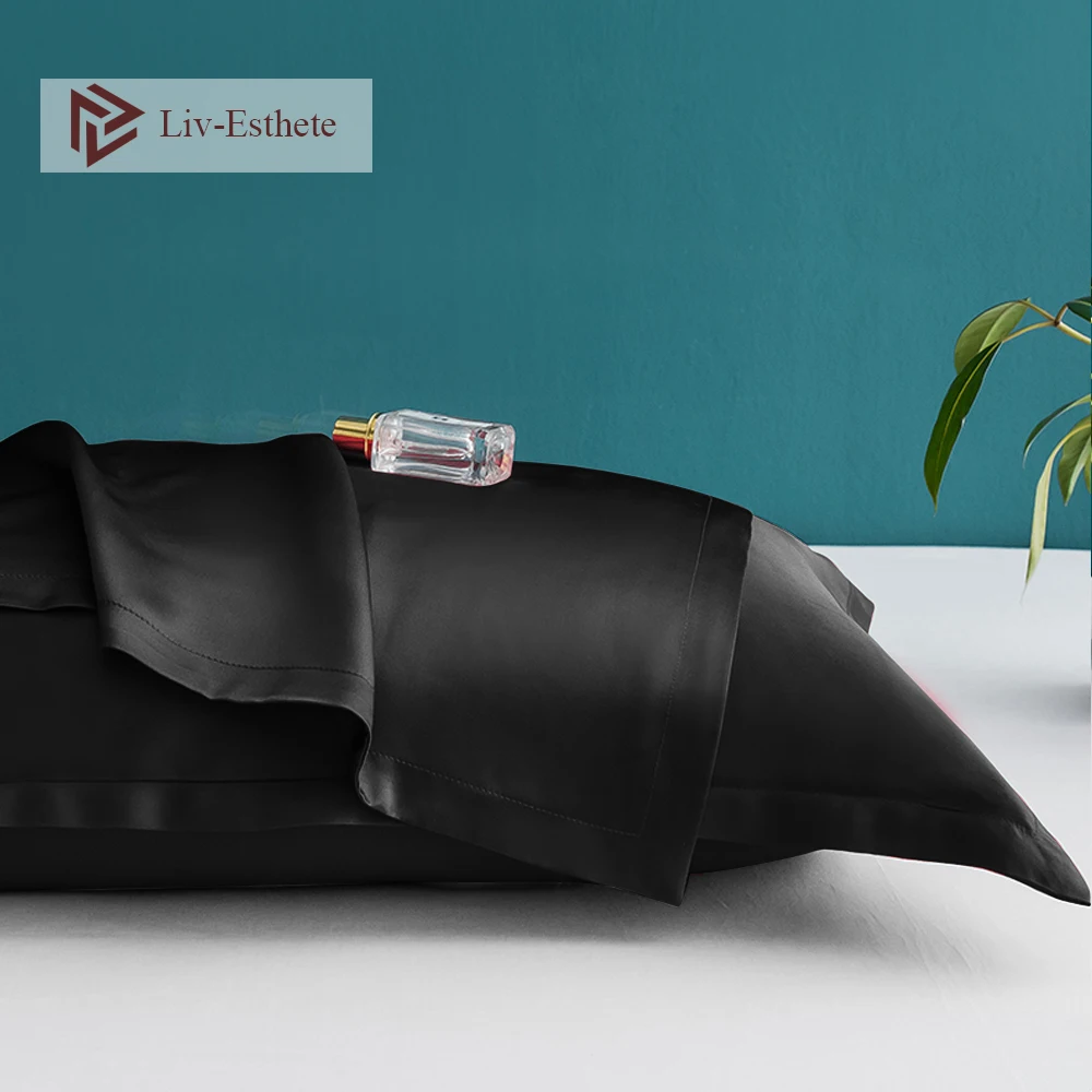 Liv-Esthete роскошный чистый 19 Momme черный шелк наволочка красота здоровые волосы для