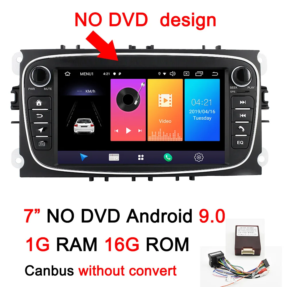 Navivox 2 Din Android 8,1/9,0 Автомобильный мультимедийный gps навигатор для Ford Focus 2 3 2004-2011 Exi MT с WiFi Автомобильный DVD Радио стерео - Цвет: 7inch NO DVD-B
