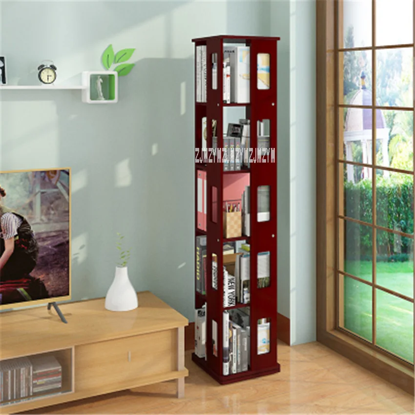 cheap Five storey All solid Wood Combination Bookshelf 360 Degree Revolvable Capacity Bookshelf Mostly Used For Young Students