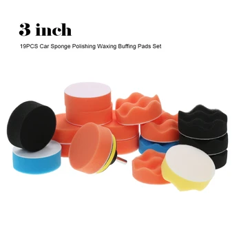 

New 19PCS 3" 80mm Car Polishing Sponge Pads Kit Set Waxing Foam Buffing Pad 17 Polishing Pads + 1 Adhesive Backer Pad with Shank
