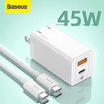 

Baseus GaN USB Charger US Plug 45W Mini Quick Charger For Notebook SCP FCP PD3.0 QC3.0 5A Fast Charging For Xiaomi10 US Charger