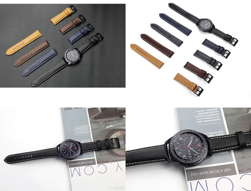 Gear s4 s3 Frontier ремешок для samsung Galaxy Watch 46 мм 22 мм кожаный браслет correa huawei часы GT ремешок 46 amazfit bip 47 44