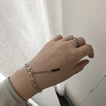 

Amaiyllis Tassel Neutral Couple Bracelet Necklace Set Geometry Fringed BF Wind Long Necklace For Lovers Jewelry Gift