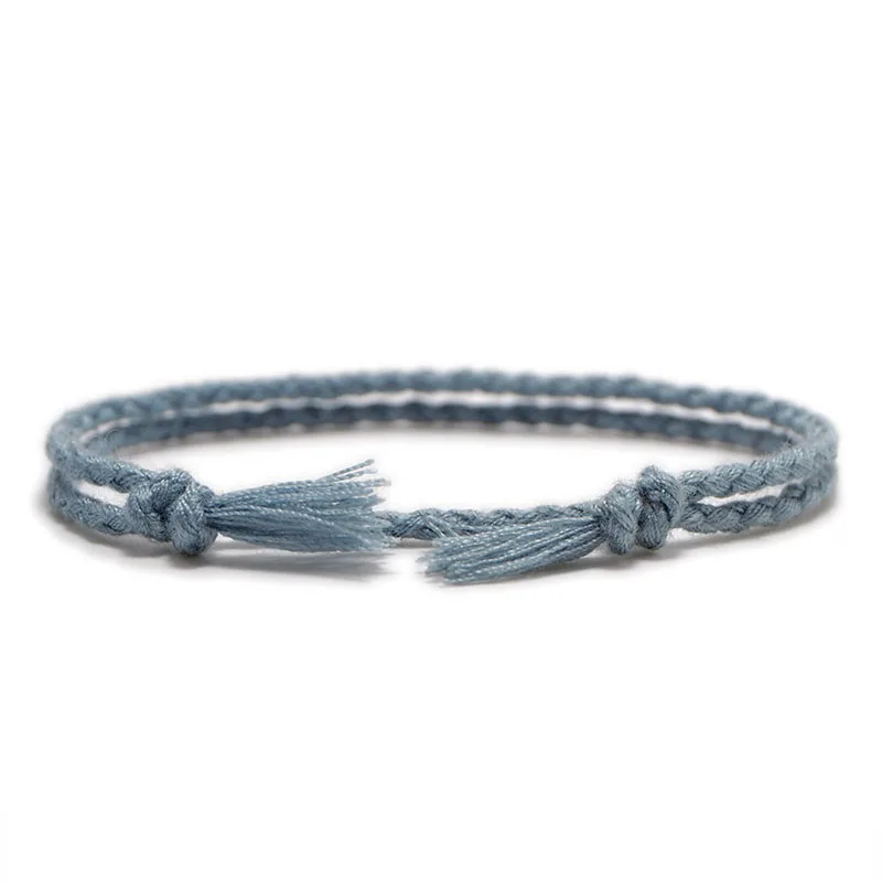 Meetvii Simple Woven Cotton Rope String Bracelet Pray Yoga Handmade Pure Color Chic Tassel Bracelet for Men Women 2020 New