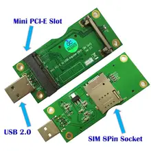 Mini slot para cartão sem fio pci-e para adaptador usb com sim 8pin para wwan/módulo lte
