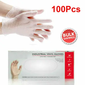 

100Pcs Disposable Gloves Powder Latex Free Super Strength PVC Gloves