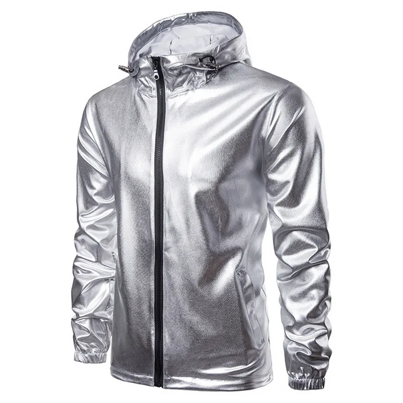 Pui men tiua осенние куртки с золотым и серебряным тиснением на молнии мужские повседневные пальто с капюшоном для мужчин вечерние DJ одежда jaqueta masculina