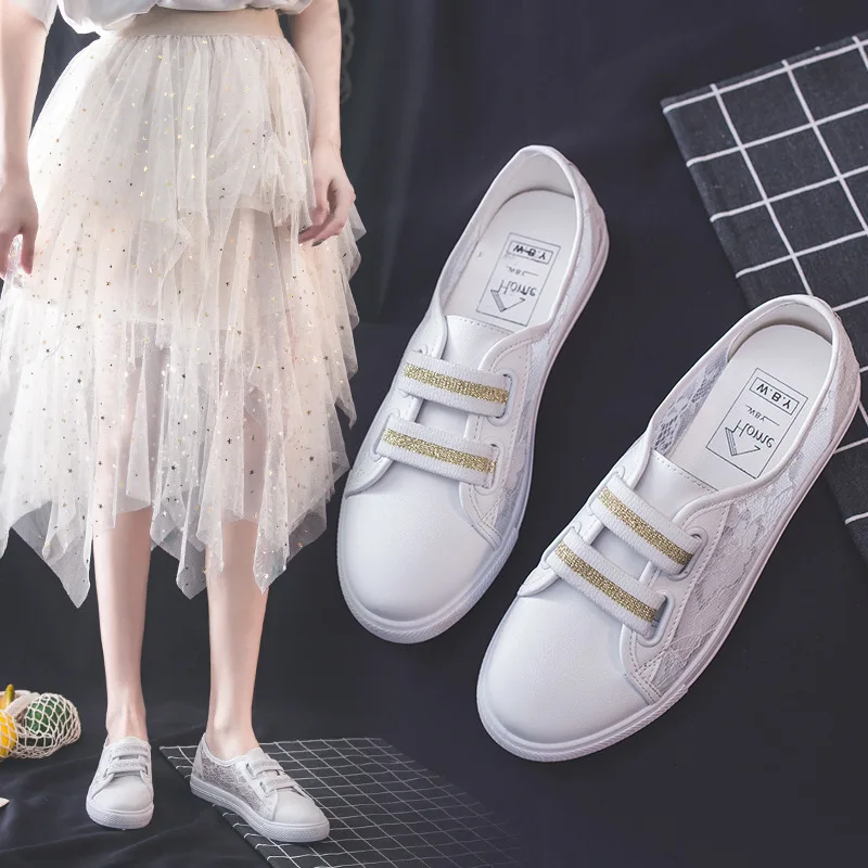 

2019 Autumn New Child Casual Shoes Girls Hollow Out Network Noodles Soild Embroidered Breathable Small White PU Shoes
