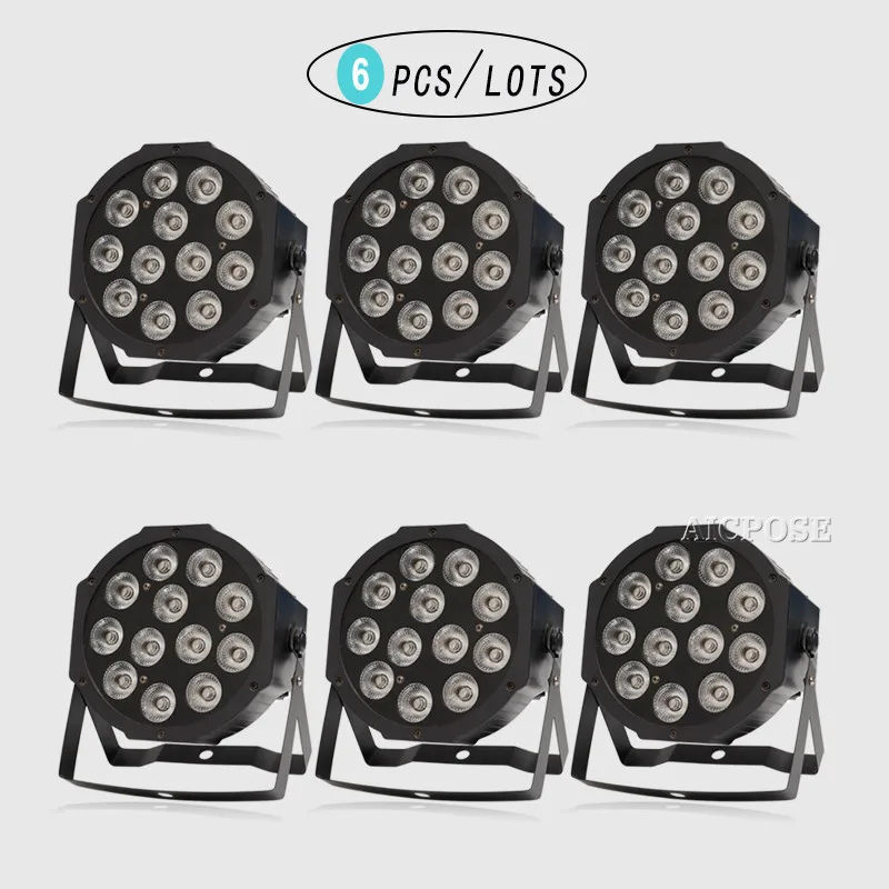 6 шт./лот Led Par Светильник s 12x12 Вт в 1 RGBWA UV Плоский с dmx512 управлением настенный