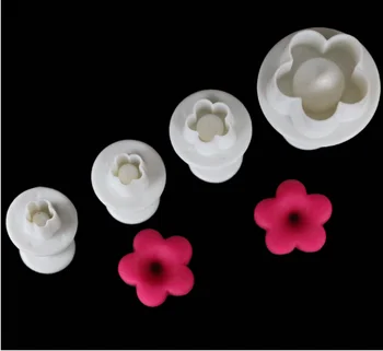 

Hot Sale 4Pcs/Set Plum Flower Plunger Fondant Mold Cutter Sugarcraft c ake tools Decorating Christmas c ake Decorating Tools 70