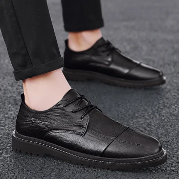

2020 New Popular Eather Men's Dress Shoes Handmade Office Business Wedding Luxury Lace Up Formal Oxfords Mens Shoes Evening