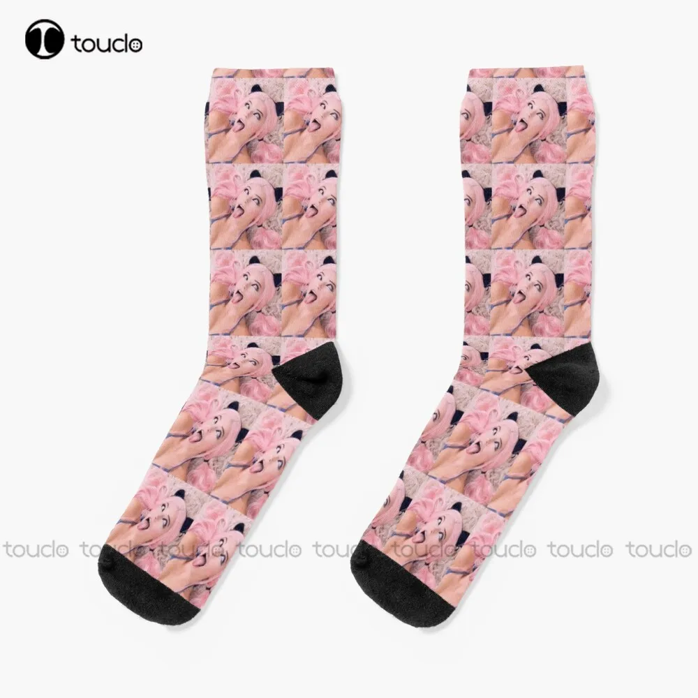 

Belle Delphine'S Famous Face Socks Slouch Socks Personalized Custom Unisex Adult Teen Youth Socks 360° Digital Print Funny Sock