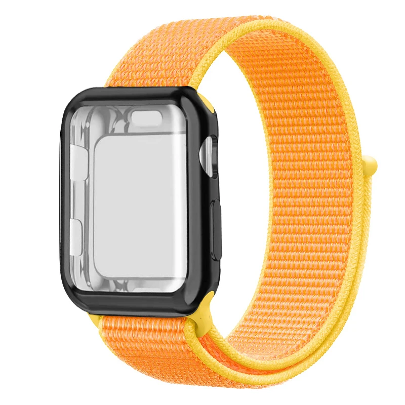 Спортивный бесшовный ремешок для наручных часов Apple Watch, версии чехол 44 мм 40 мм, 38 мм, 42 мм, iWatch, версия 5 4 3 2 спортивный Браслет Apple watch 4 чехол Защитная пленка для экрана