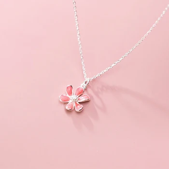 

Modian New Sterling Silver 925 Blomming Plum Flower Pendant Necklace for Women Fashion Plant Necklace Ethnic Style Fine Jewelry