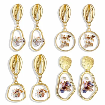

Korean Earrings Bohemian Shell Round Heart Earrings For Women Fashion Geometric Dangle Earrings Statement Ear Jewelry Wholesale