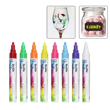 

8 Pack Medium Tip Liquid Chlak Marker Glass Marker Black Sticker Marker