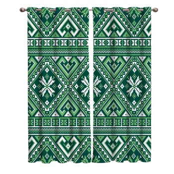

Christmas Theme Scandinavian Style Snowflake Green Blackout Window Curtains Living Room Curtain Kitchen Blackout Curtains