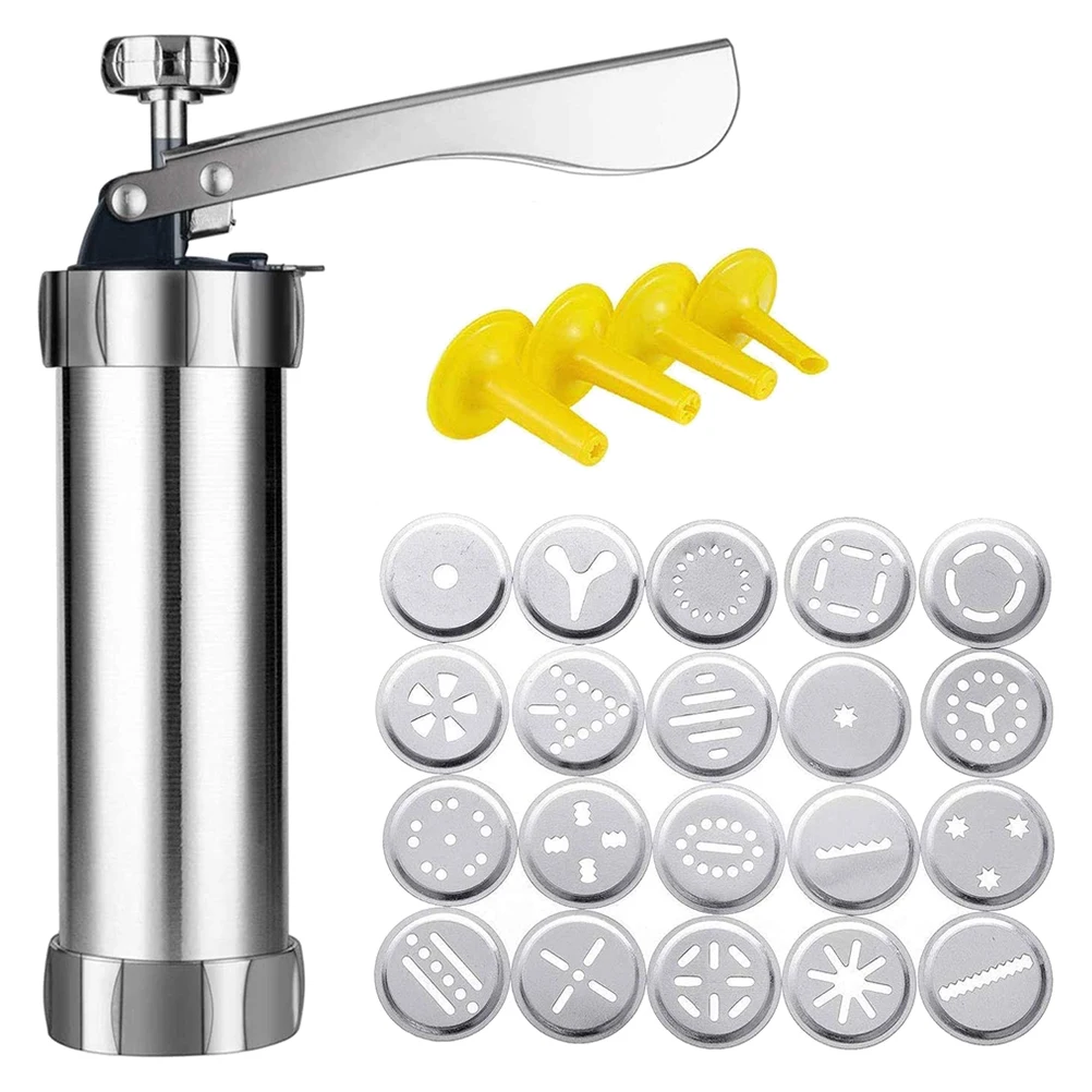 

For DIY Biscuit Maker Set With 20 Cookie Discs 4 Nozzles Baking Tool Decorating Baking Tools Cookie Press Making Mahine Kit