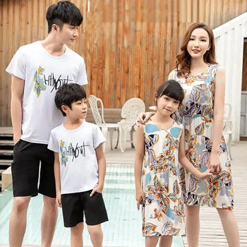 

Mother Daughter Dresses Family Matching Outfits Father Son T-Shirt Short Pants Set Cotton Family Clothing 2019 Summer Style