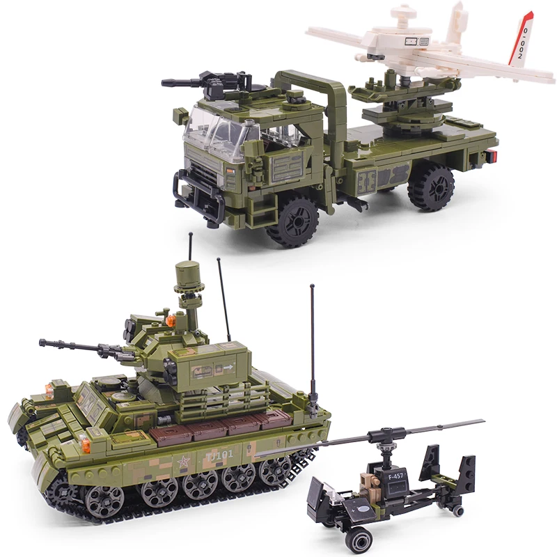 SEMBO Military Panzer Tank Model Building Blocks Drone Launching Vehicle Truck Soldier Figures Bricks Toys For Boys | Игрушки и хобби