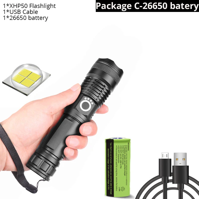 C Xhp50.2 светодиодный фонарик Высокой Мощности Перезаряжаемый usb фонарь xhp50 Мощный тактический фонарь 18650 26650 Аккумулятор для охоты и кемпинга - Испускаемый цвет: C