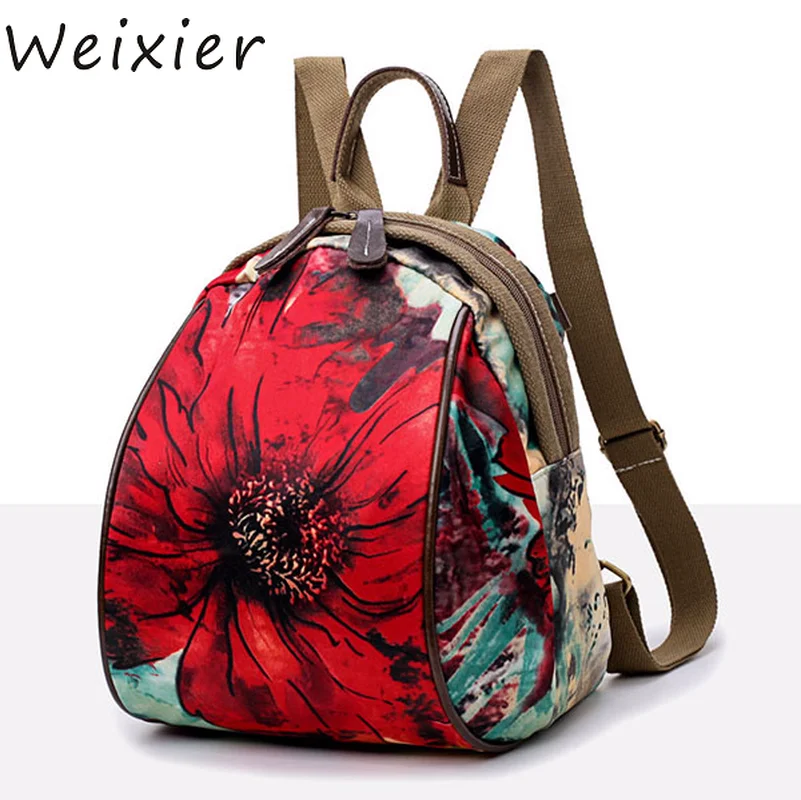 WEIXIER Модный цветочный женский мини рюкзак школьные сумки для девочек-подростков