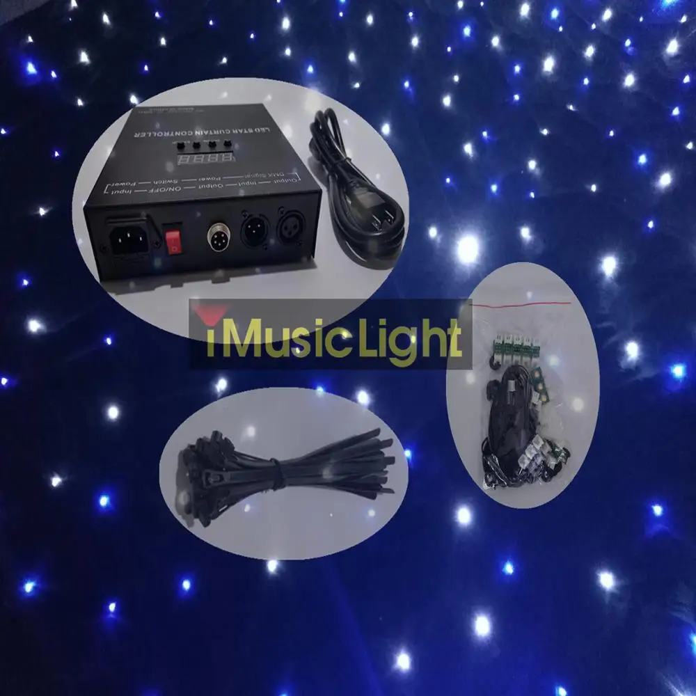 Огнеупорная ткань 4 м x 6 м DMX StarCloth Tianxin светодиодный S синий+ белый светодиодный DJ фон светодиодный Звездная ткань сценическая драпировка